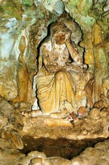 The Mary Magdalene statue in the grotto at the mysterious village of Le Carol in the Ariège, France