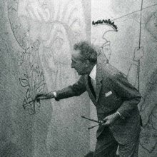 Jean Cocteau, said to have been Grand Master of the Priory of Sion, seen here putting the finishing touches to his strange mural in London’s Notre-Dame de France